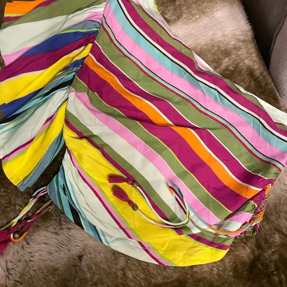 Anthropologie Multicolor Striped One-Shoulder Top